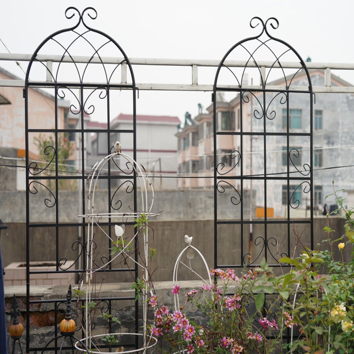 Metal Garden Trellis 4 Pack Rustproof Climbing Plant Supports