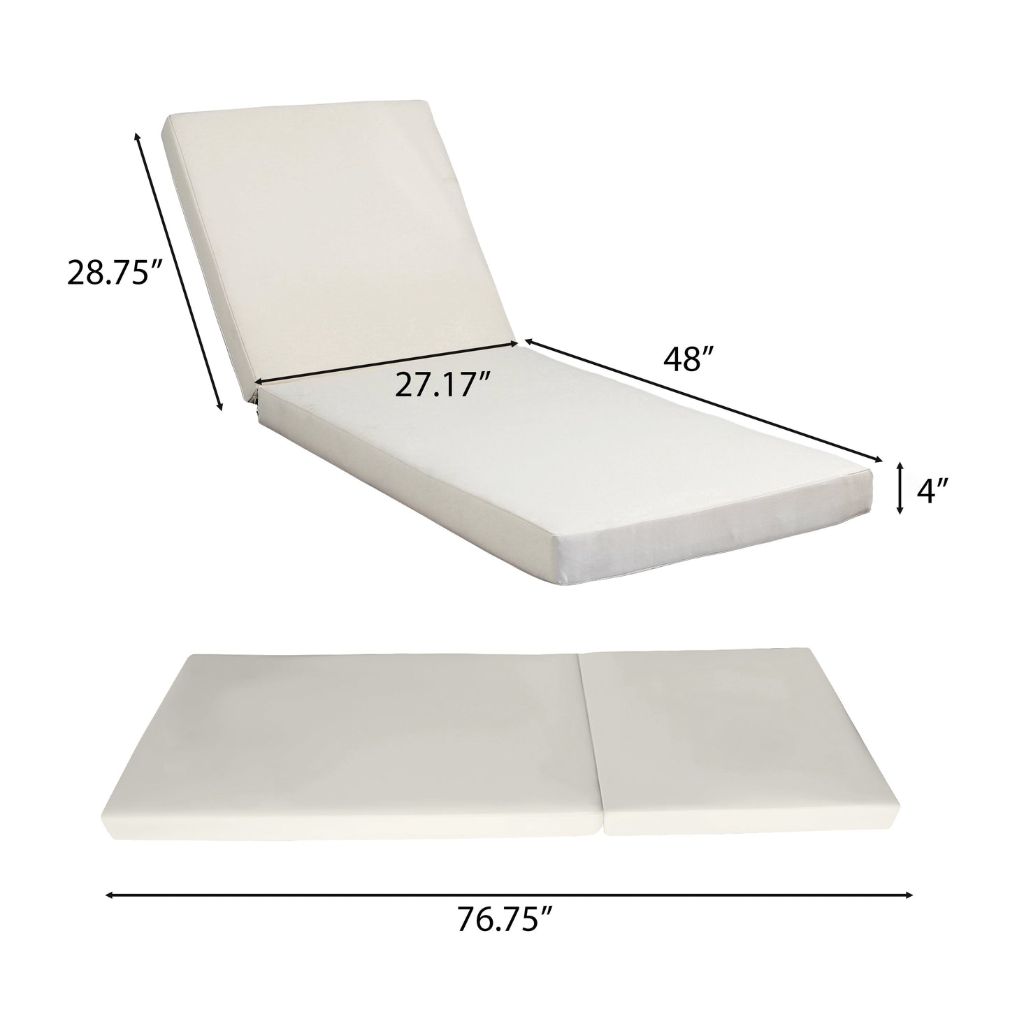 Teak Finish Acacia Wood Chaise Lounge with 4-Inch Cushion