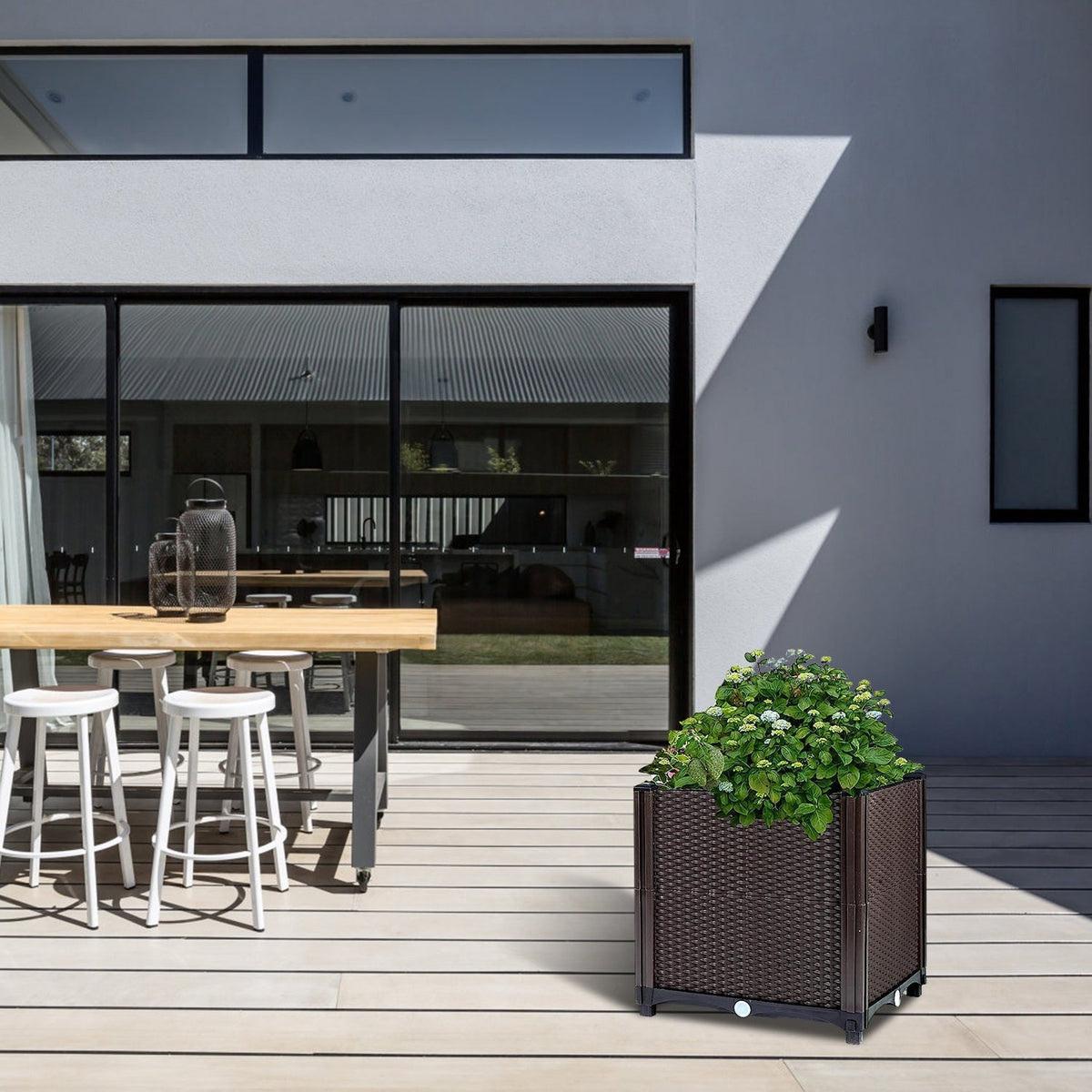 Raised Garden Bed Plant Growth Box with Self-watering System for Garden Patio Balcony Elevated Planter Box for Flowers Vegetables Herbs
