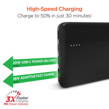 HyperGear 10000mAh 20W PD + USB Power Bank