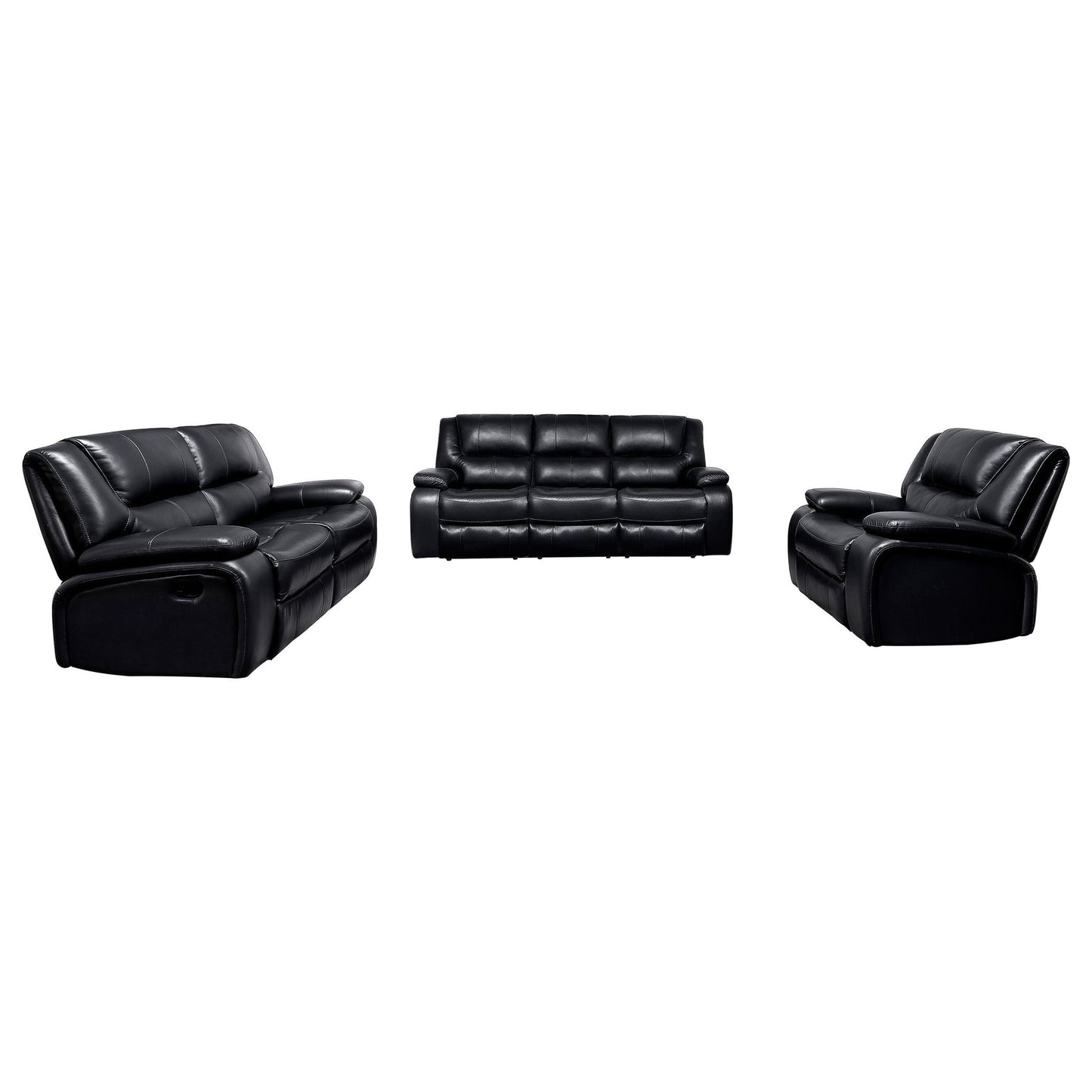 Camila 3-piece Upholstered Reclining Sofa Set Black