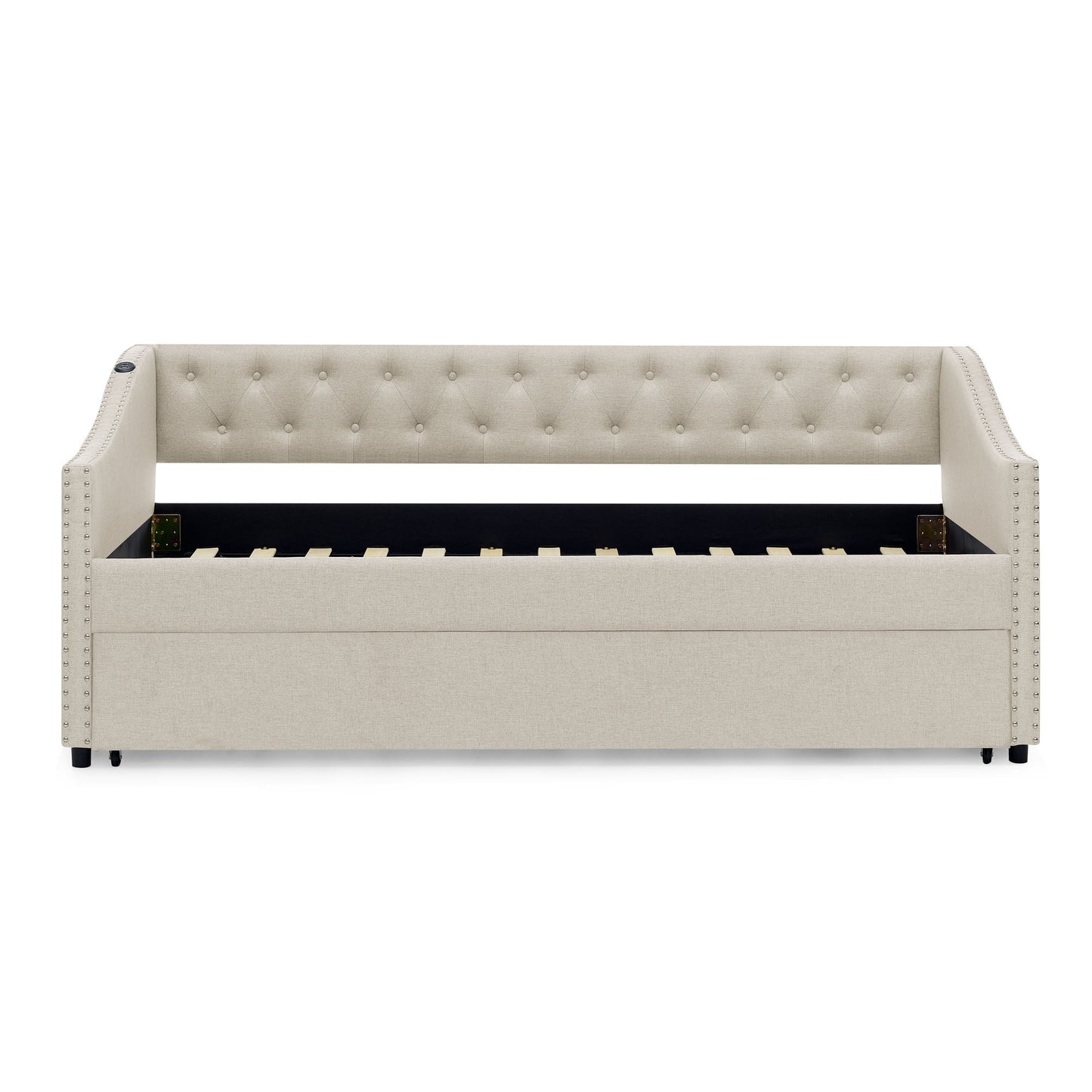 Upholstered Daybed With USB Charging & Pull Out Bed