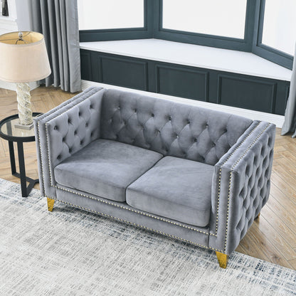 Upholstered Couch Sofa With Button Tufting For Living Room
