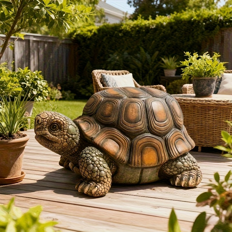 18" Garden Turtle Statue Stool - Multi-Purpose Decorative Resin Sculpture