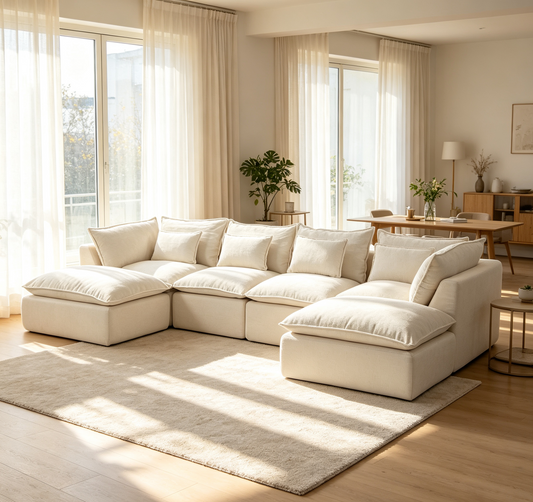 129.8" Width Cloud Couch Oversized Modular Sectional Sofa