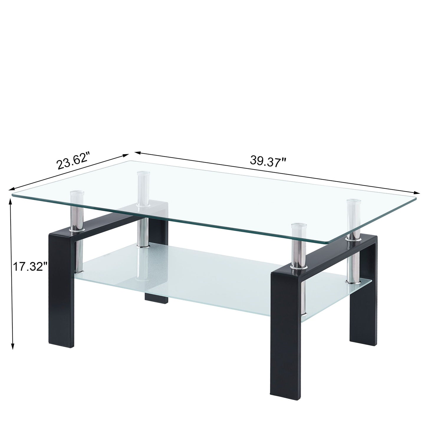 Luxury Modern Tempered Glass Coffee Table with 2 Layers
