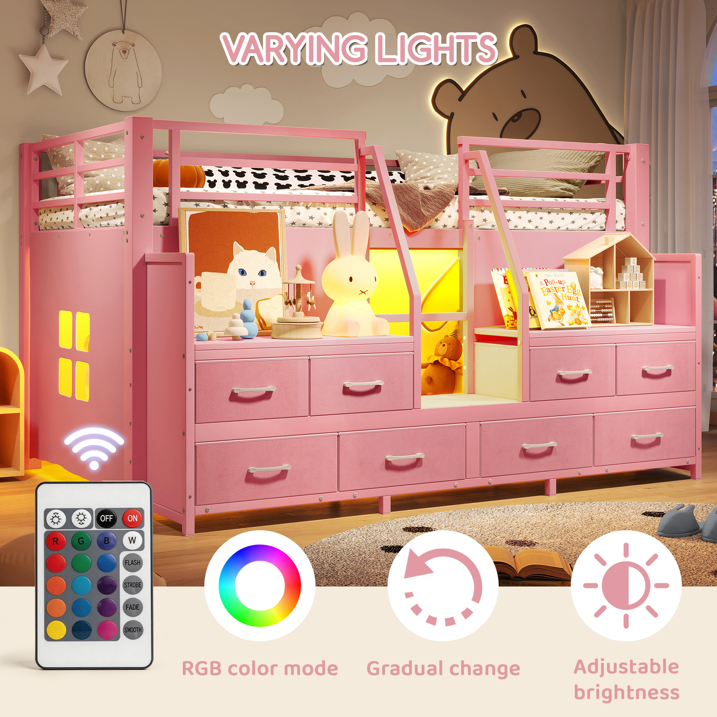 Twin Low Loft Bed with Multi-Storage Spaces