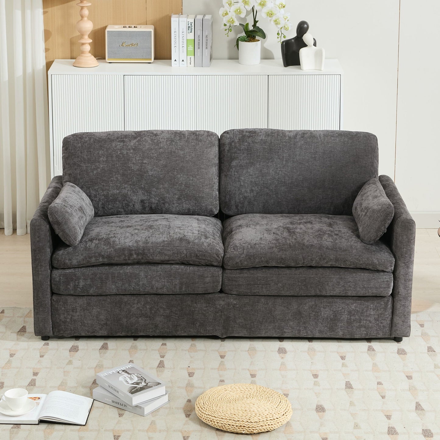 Cozy Upholstered Cushion Loveseat Sofa For Living Room