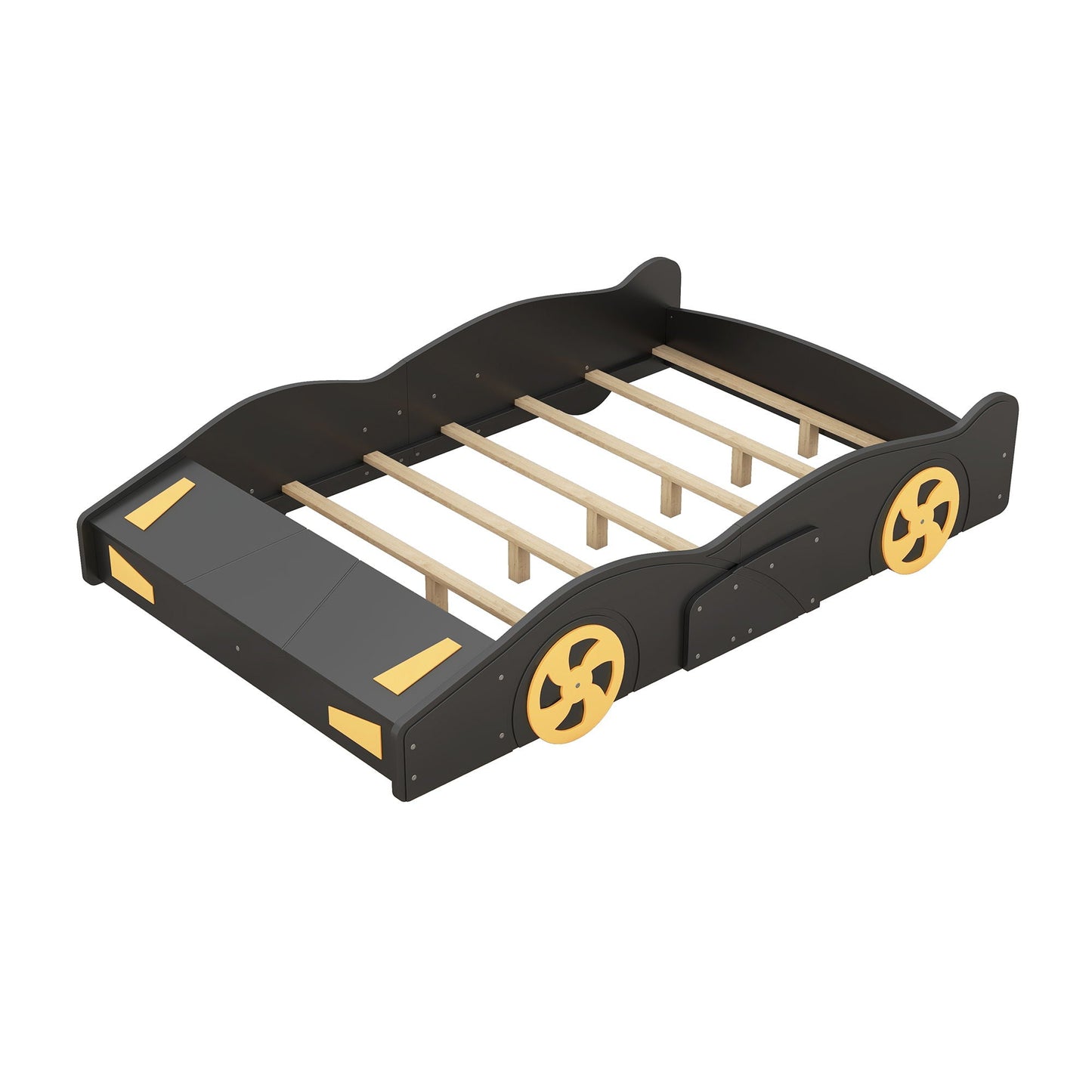 Race Car Shaped Platform Bed With Wheels And Storage