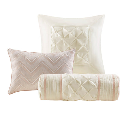 7 Piece Tufted Comforter Set Blush Full