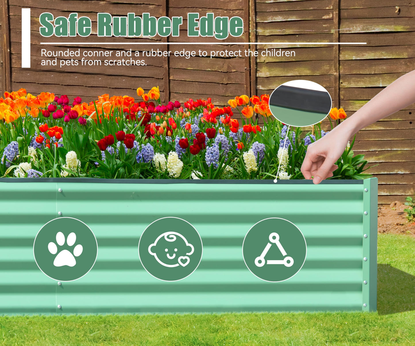6x3x1.5ft Galvanized Raised Garden Bed