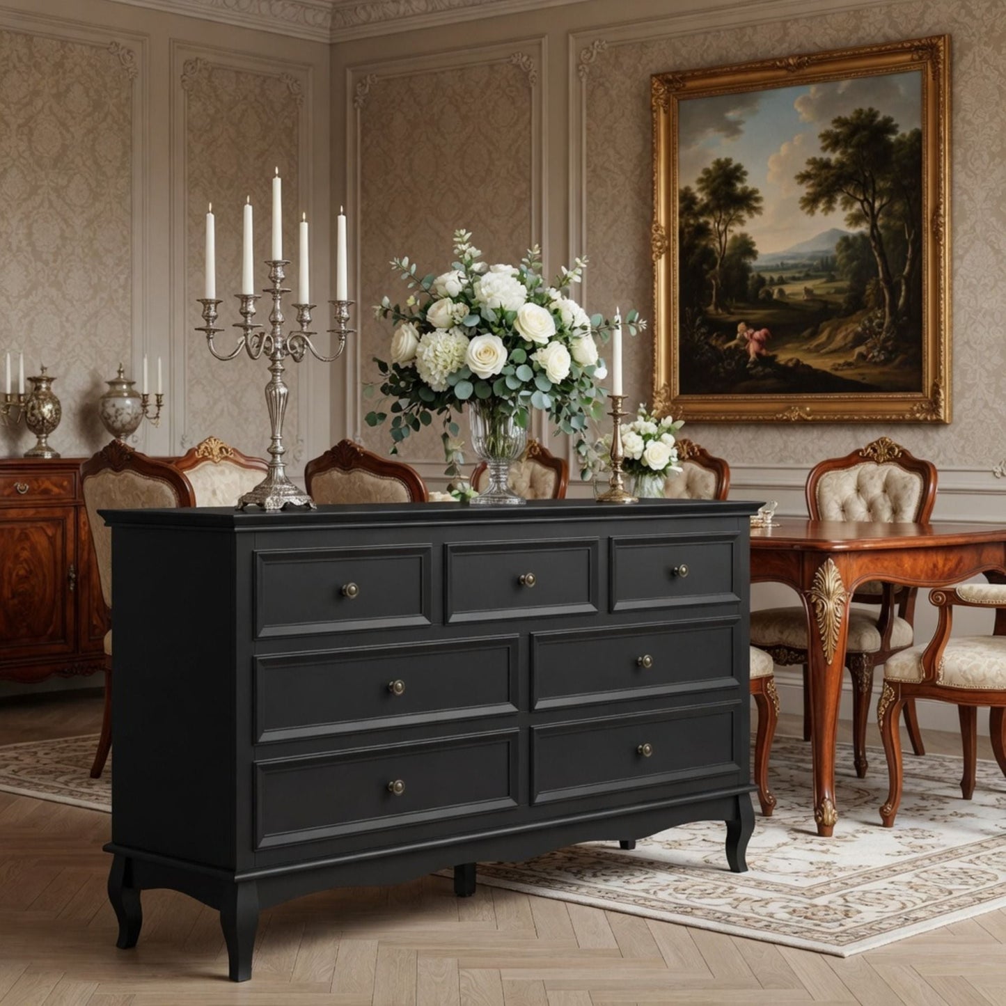 7 Drawer Dresser, Storage Chest - Black