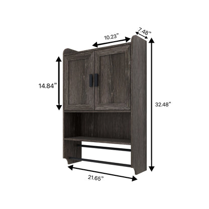 Bathroom Wall Cabinet with Doors, Adjustable Shelf, Towel Bar and Paper Holder
