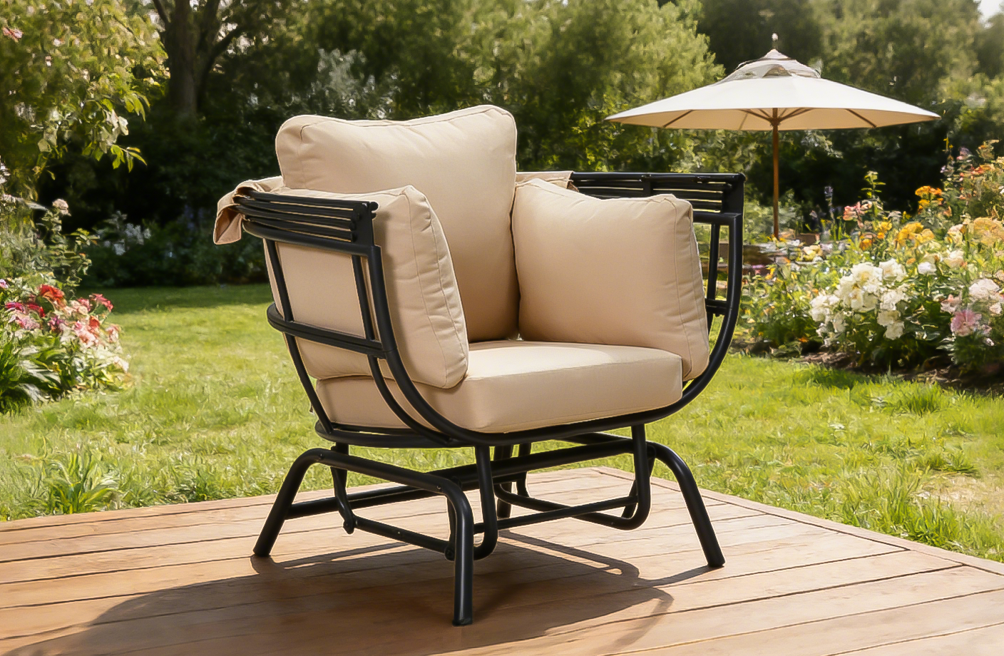 Sunnydaze Modern Luxury Egg Chair with Retractable Canopy - Taupe