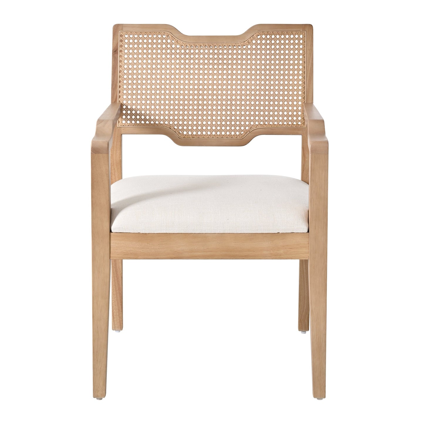Farmhouse Dining Chairs Set of 2 with Upholstered Seats and Rattan Backrest