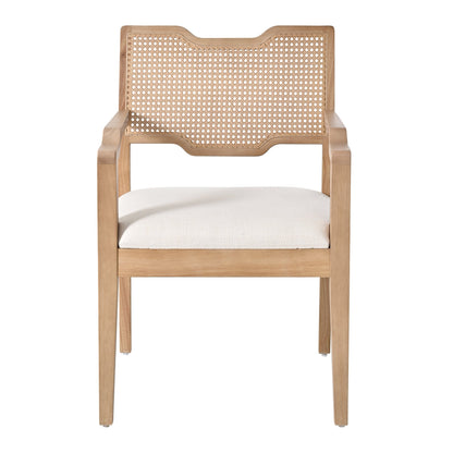 Farmhouse Dining Chairs Set of 2 with Upholstered Seats and Rattan Backrest