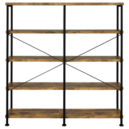 Analiese 63-inch 4-shelf Double Bookshelf Rustic Nutmeg