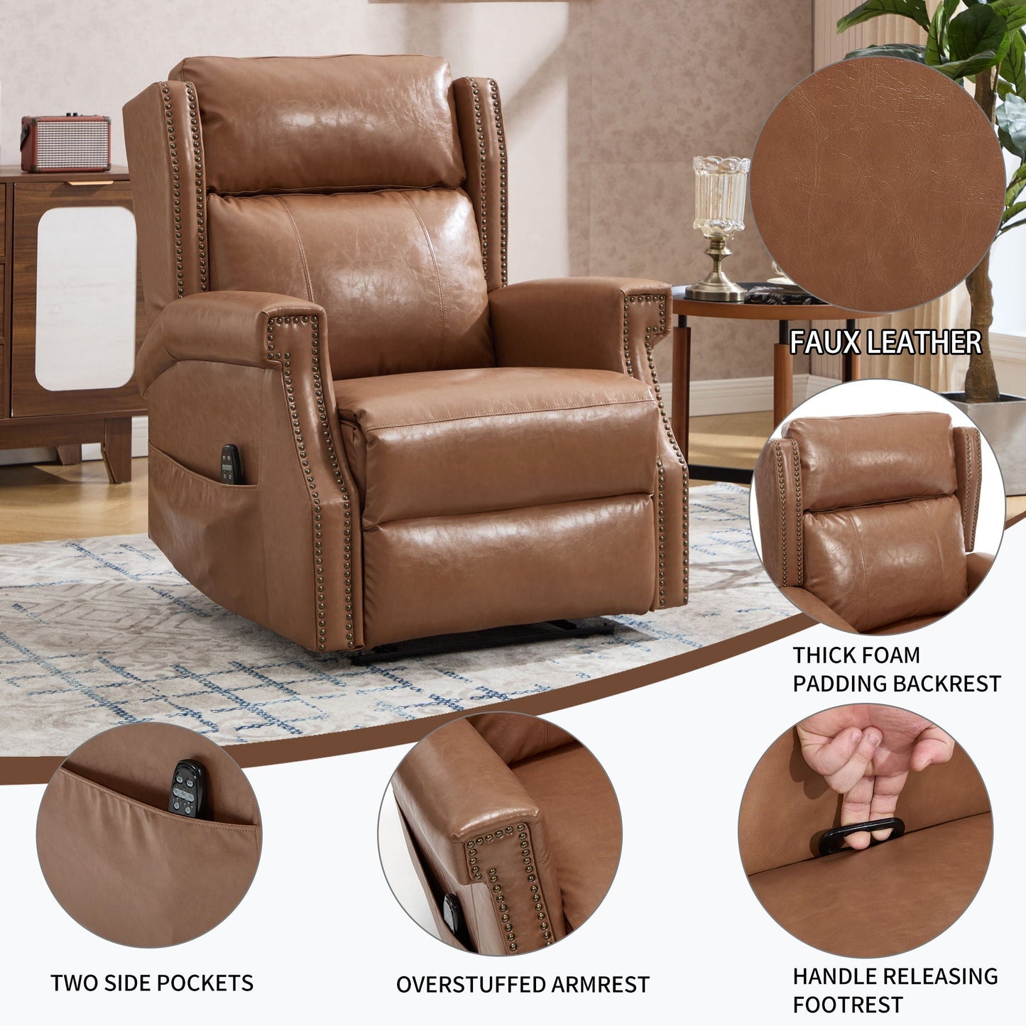 Manual Recliner Chair  With Heavy Duty Motion Mechanism, 8 Vibrating Nodes And 3 Massage Modes For Living Room
