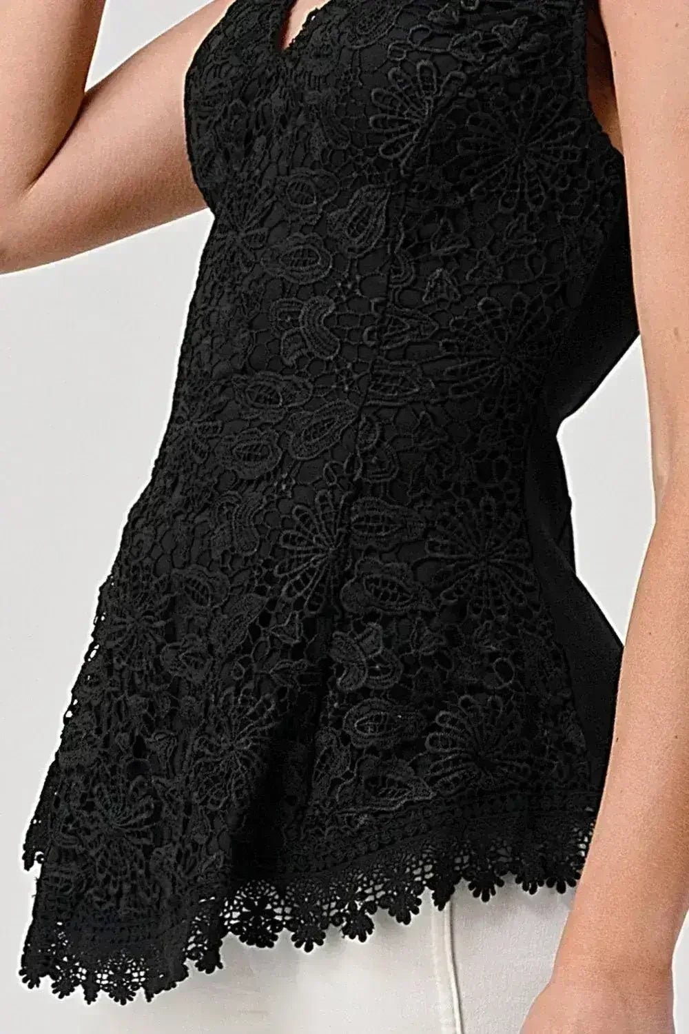 Sleeveless Lace Peplum Top - V-Neck Cami Blouse for Women | Femstylo