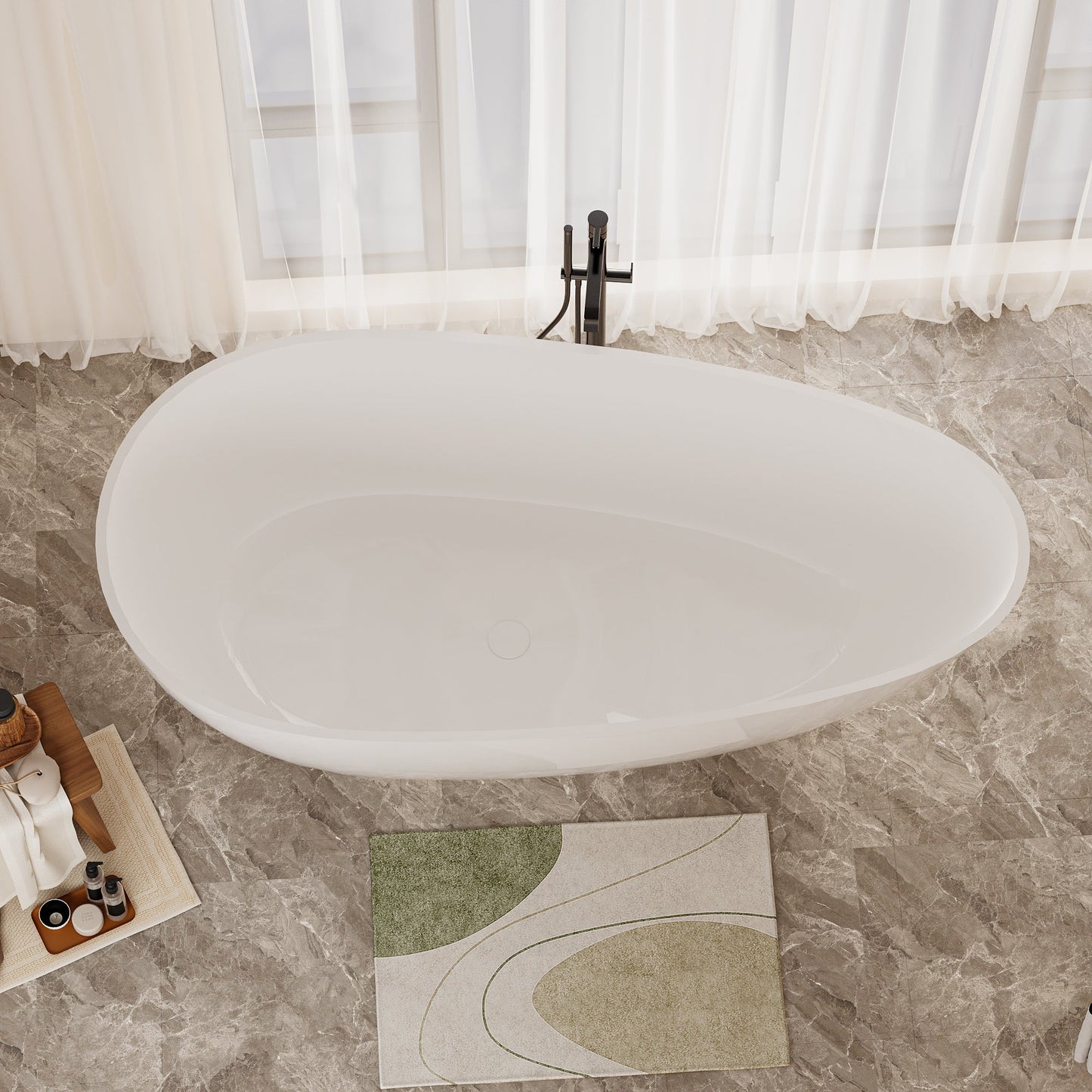59" Freestanding Solid Surface Bathtub