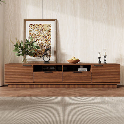 TV Stand Entertainment Center with Deep Drawers, Cable Management & Soft Closing Hinges