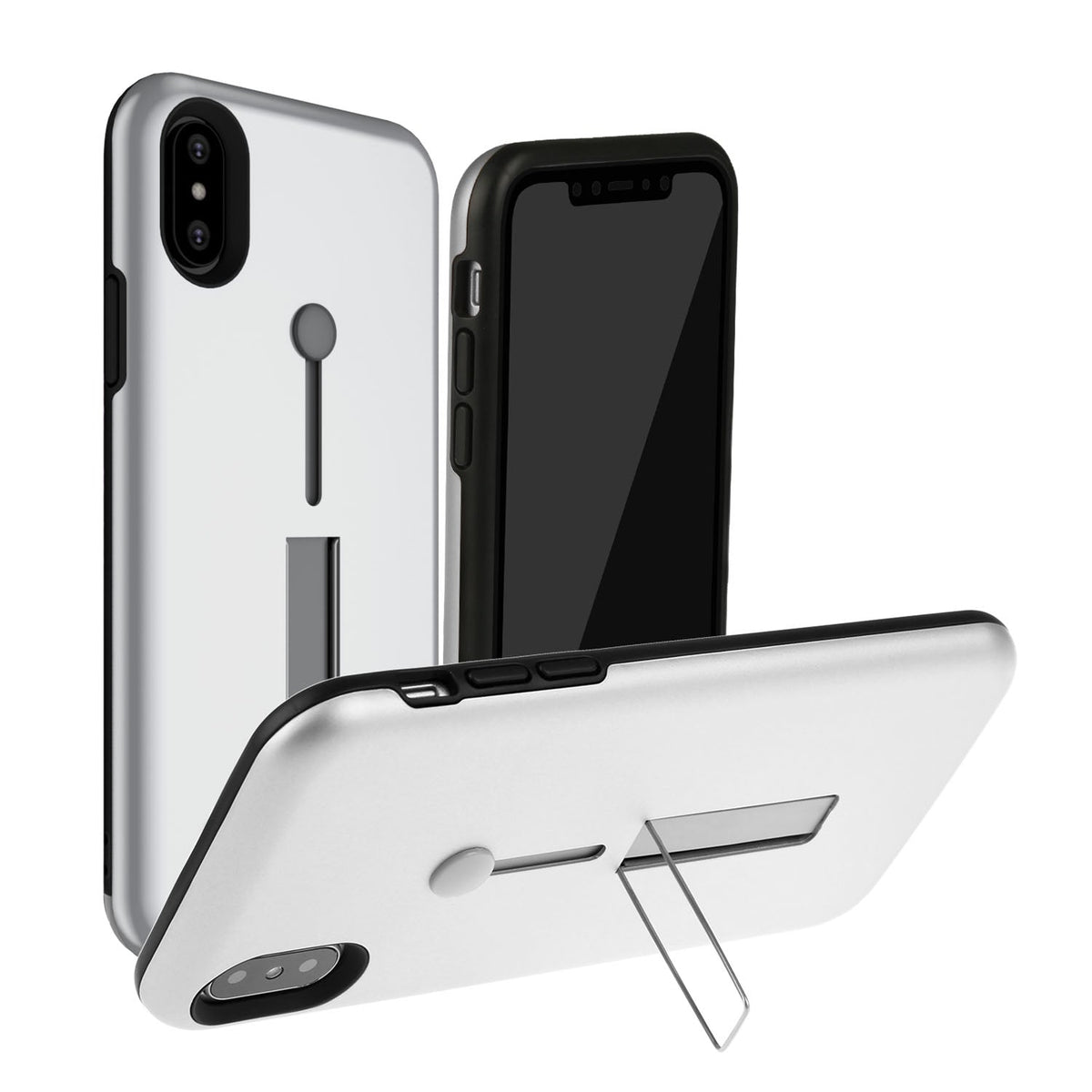 Finger Strap Phone Case for iPhone X Drop-protection Finger Ring Rugged Phone Case with Kickstand Dual Layer Case