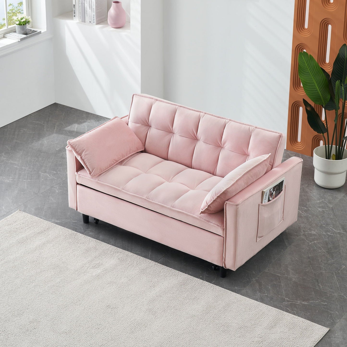 Sofa Bed With Pockets, 3 In 1 Convertible For Living Room