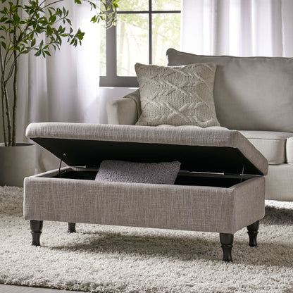 Dean Fabric Storage Wide Tufted Rectangle Ottoman - Gray