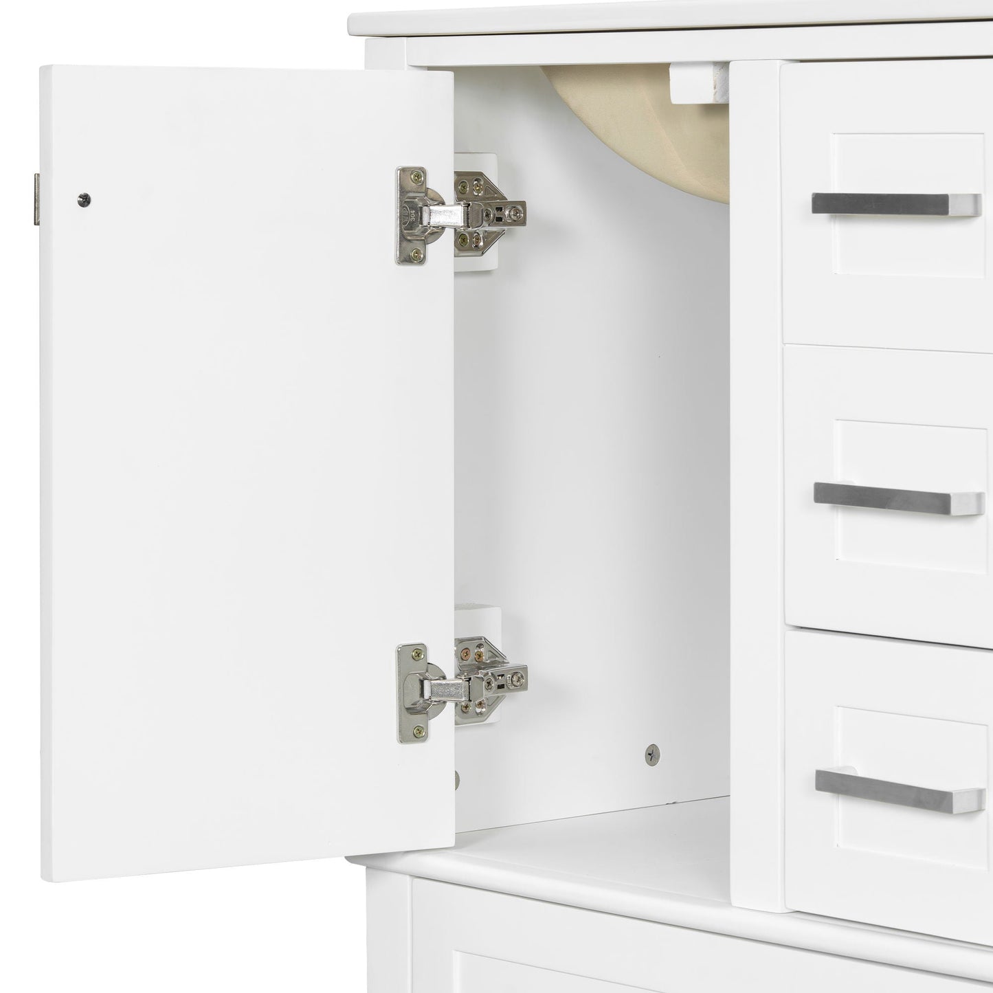 Bathroom Vanity, Modern Bathroom Cabinet With Sink Combo Set, Bathroom Storage Cabinet With A Soft Closing Door And 3 Drawers, Solid Wood Frame