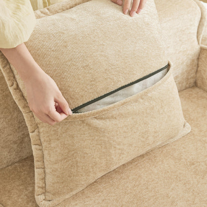 Armless Sofa Velvet-Light Camel