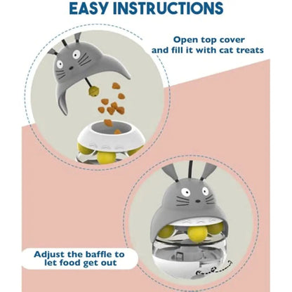 Interactive Cat Feeder Toy Treat Dispenser Exercise Toys Feeding Food Toy Dispenser Car Indoors- Sounding Bell Cat Tower