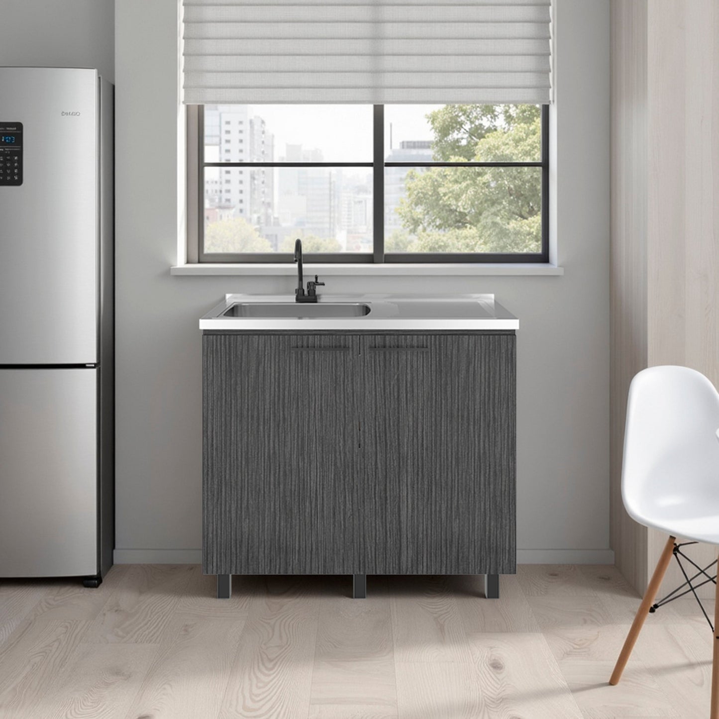 Gold Utility Sink Cabinet with 2 Doors and 3 Shelves