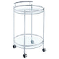 Chrissy Round Glass Shelf Metal Bar Cart Chrome