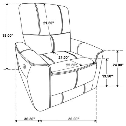 Dove Upholstered Power Recliner Chair With Smooth Power Recline And USB Charging - Gray