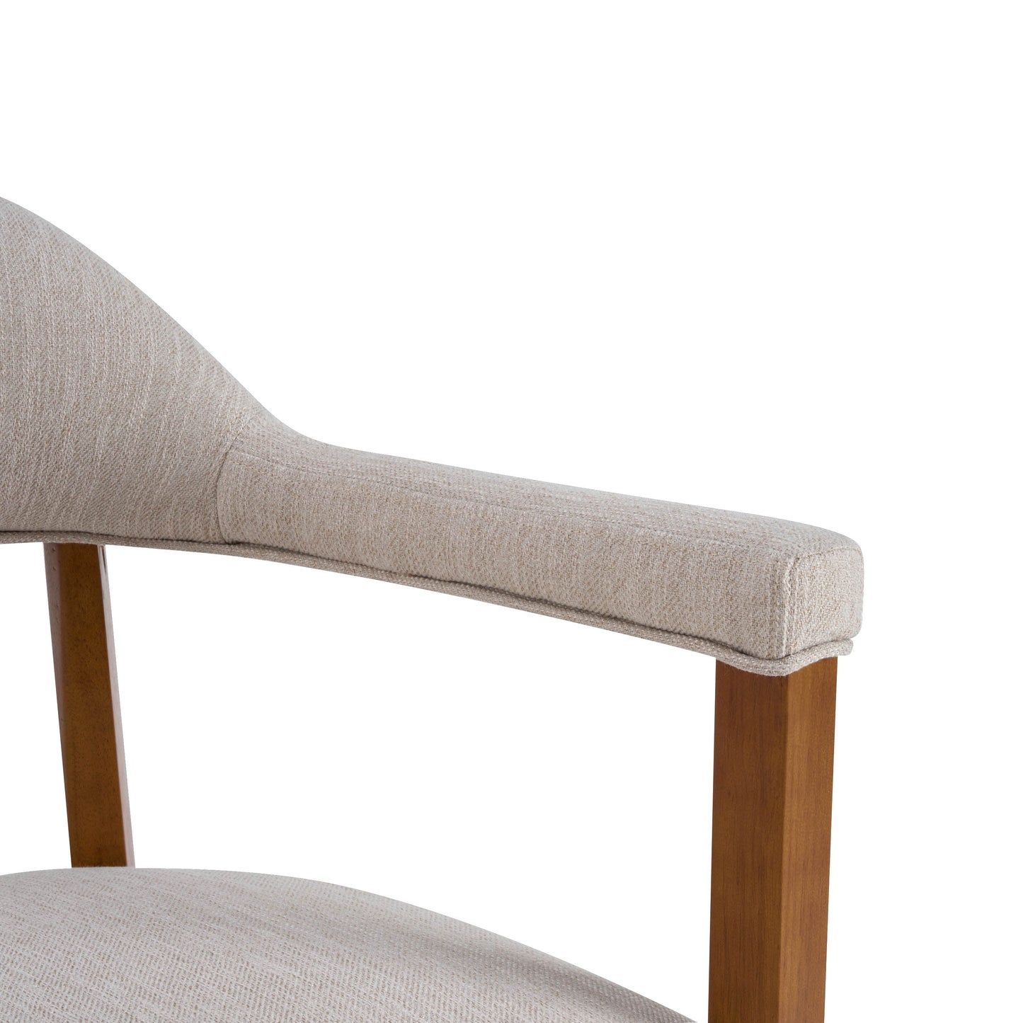 Wood Frame Upholstered Dining Chairs with Armrests (Set of 2)