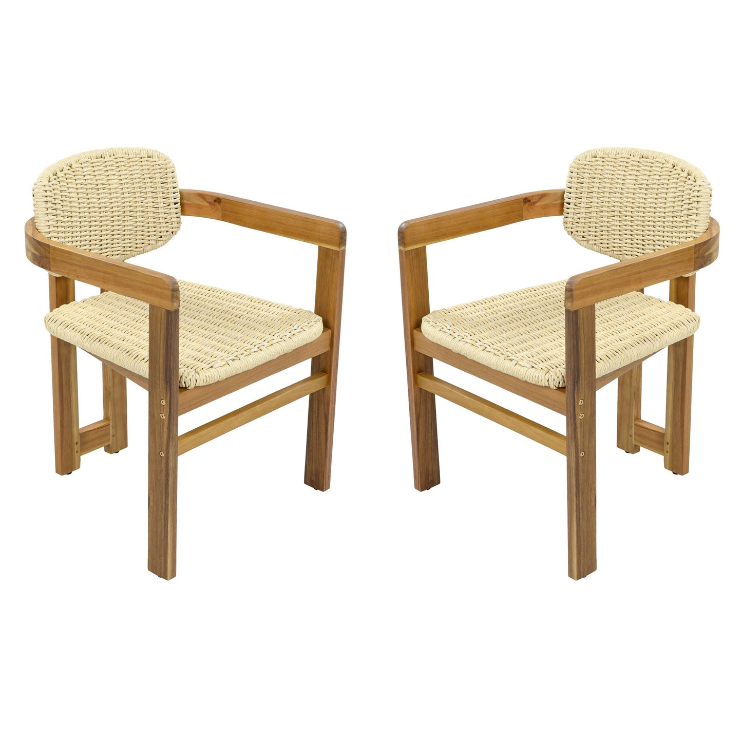 Outdoor Accent Armchairs For Patio (Set of 2) - Natural / Teak