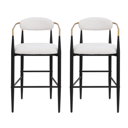 Upholstered Bar Stools With Backs for Kitchen Island (Set of 2) - Beige