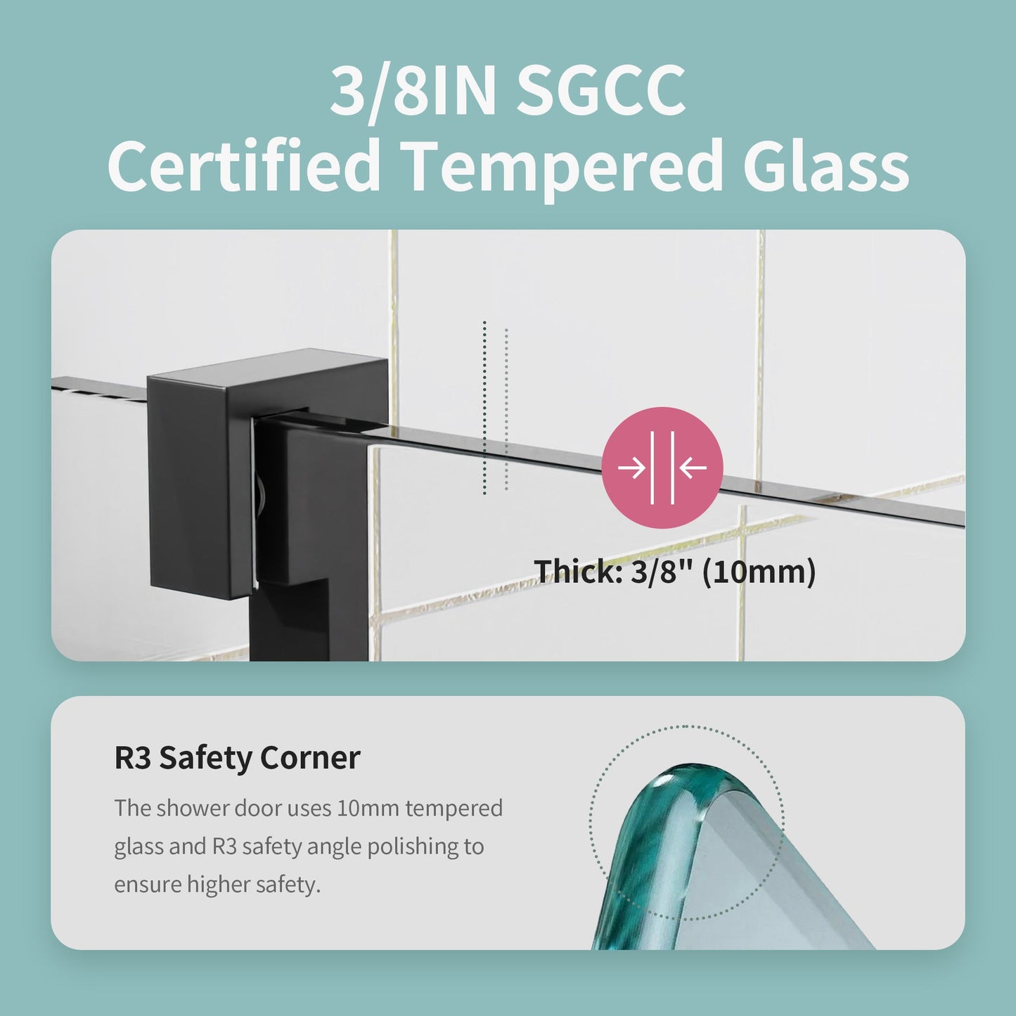 56-60" W x 76" H Frameless Single Sliding Soft-Close Shower Door