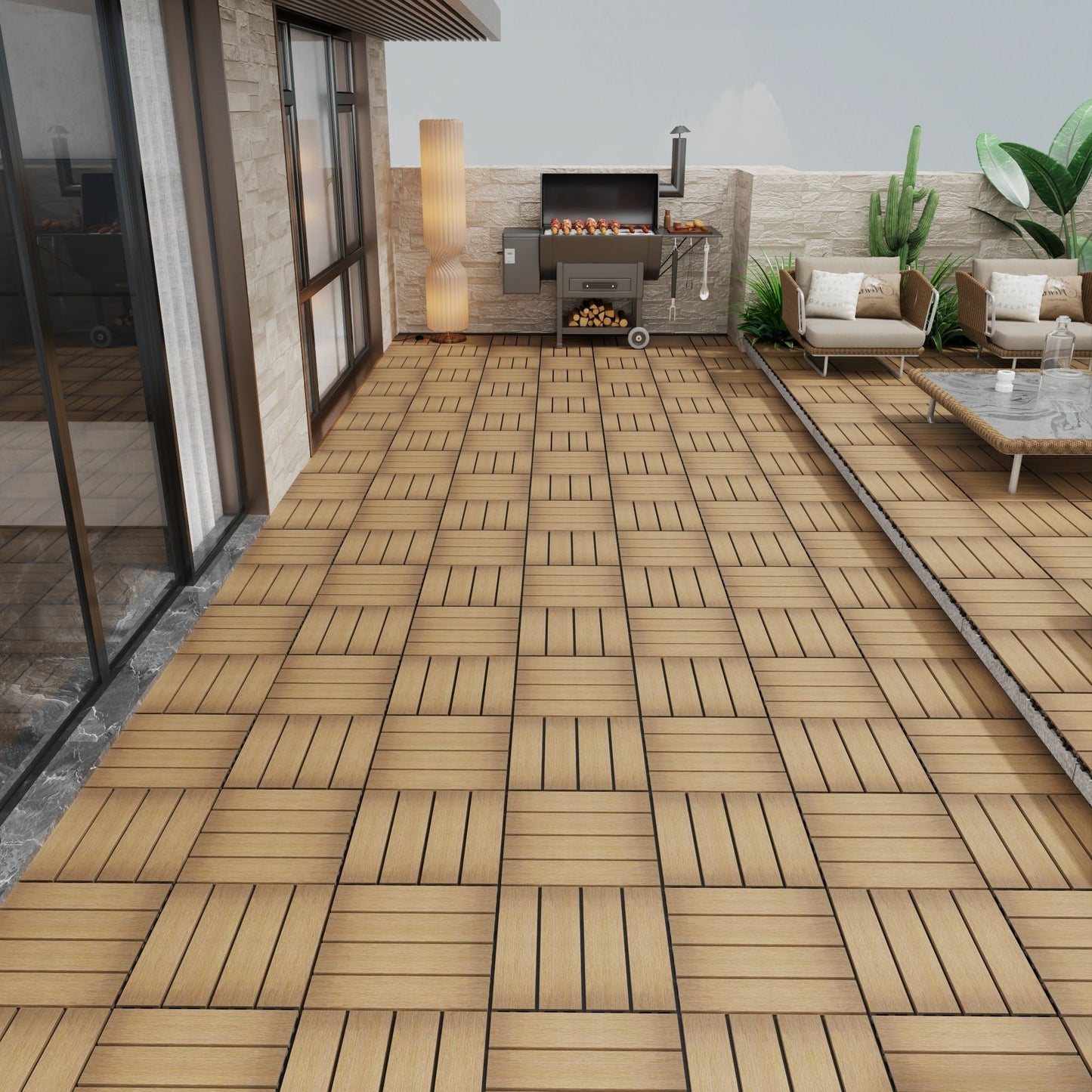 Patio Deck Tiles, Pack Of 22