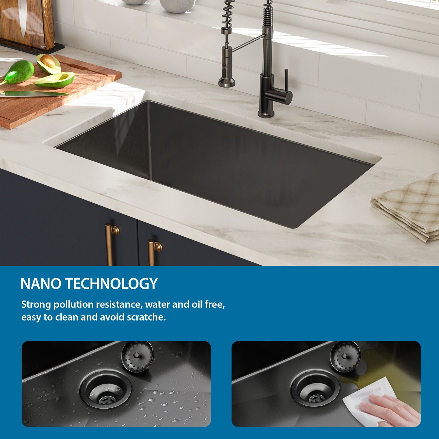 Undermount Kitchen Sink 16 Gauge Single Bowl Stainless Steel