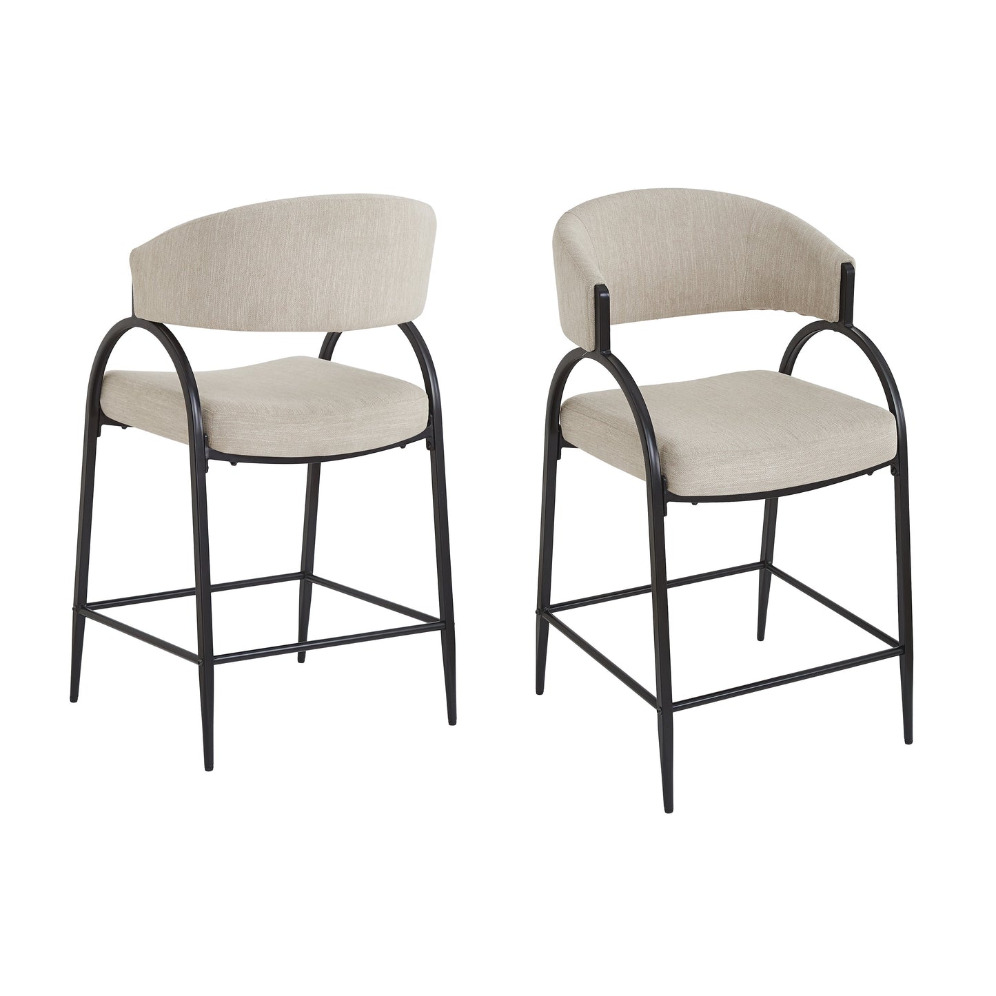 25'' Seat Height Modern Fabric Bar Stools with Back