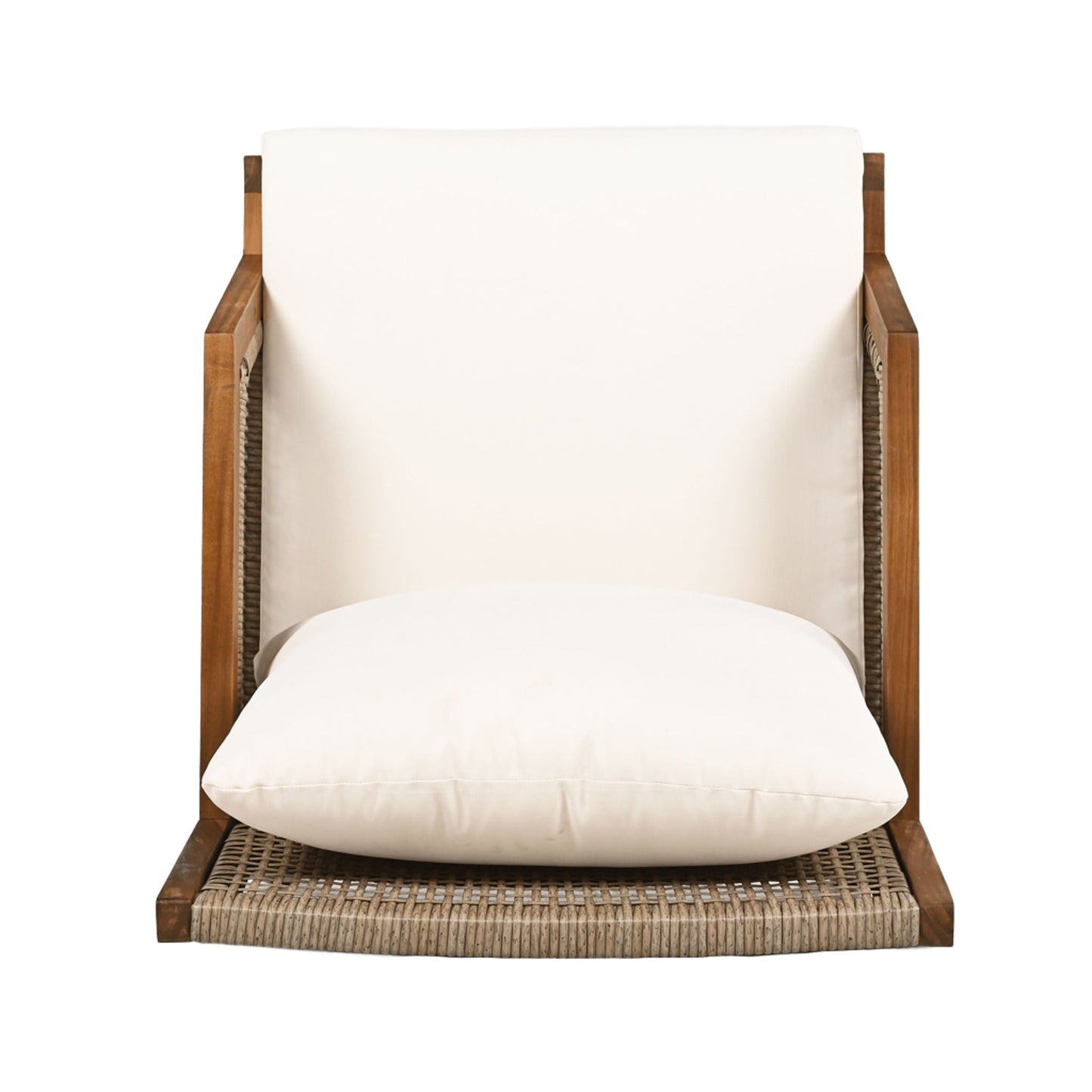 Acacia Wood Patio Furniture Club Chair, Outdoor Wicker Armchair