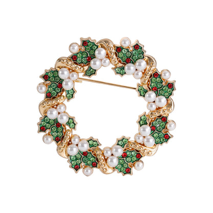 Diamond-encrusted Christmas Wreath Brooch For Clothing