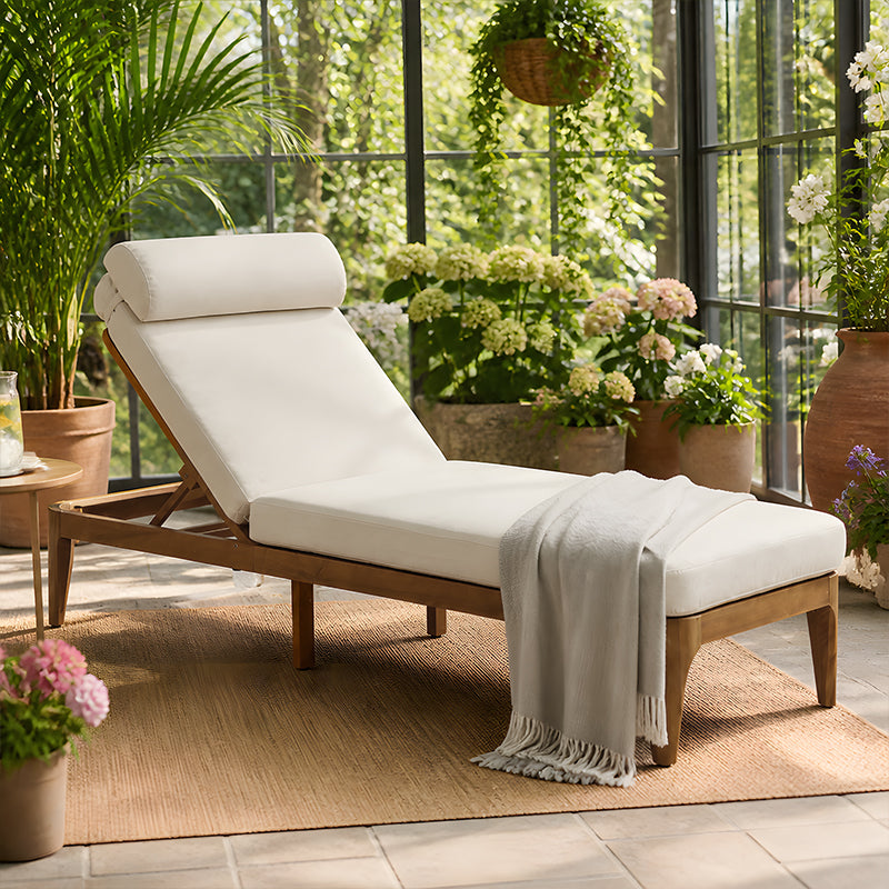 TOPMAX Acacia Wood Chaise Lounge