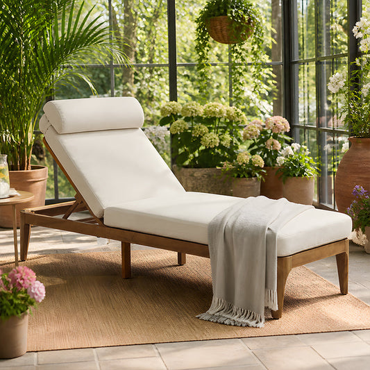 TOPMAX Acacia Wood Chaise Lounge