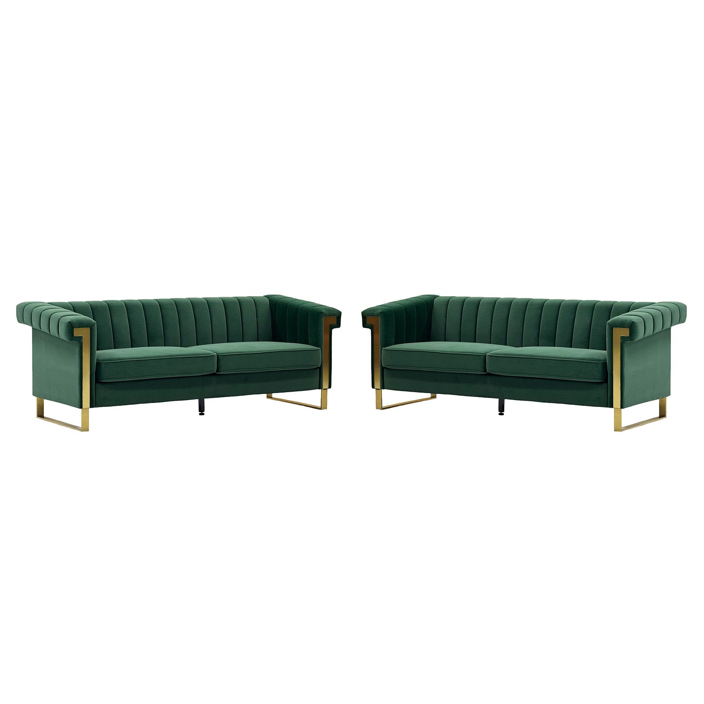 Emerald Green Velvet 2 Piece Sofa Set