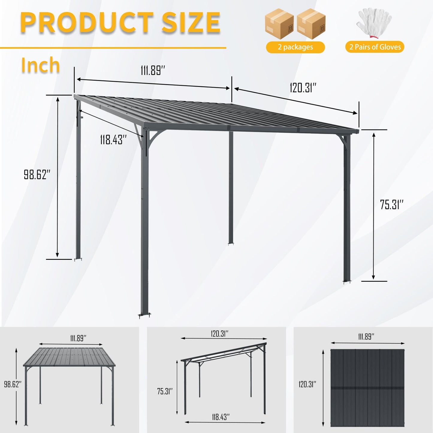 Outdoor Pergola, 10' x 10' Hardtop Gazebo for Yard