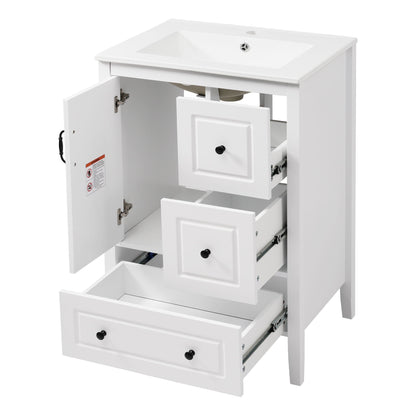 Retro Bathroom Vanity With Sink, Soft Closing Cabinet & Drawers