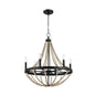 Starry - Chandelier 6 Candle Light Wood Beaded Pendant Light For Dining Room - Black / Clear