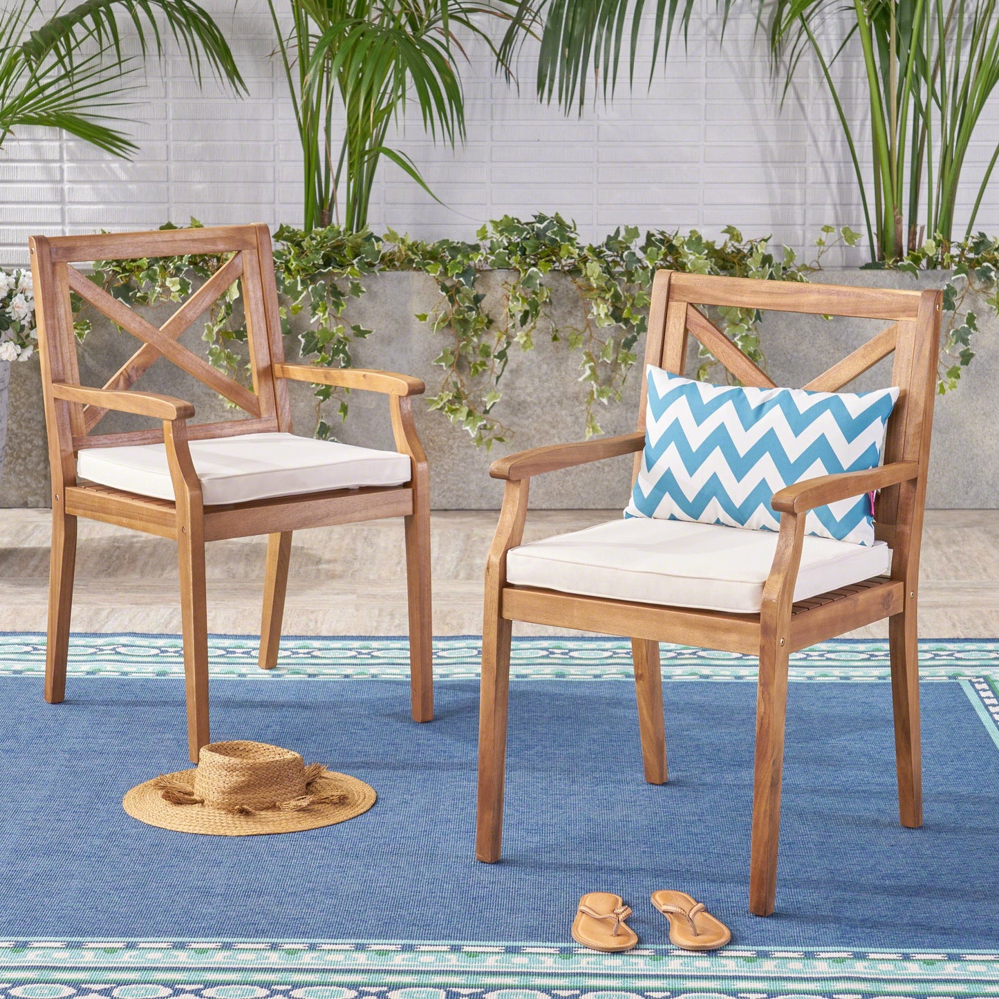 Perla Dining Chair 2-Piece Set with Cream Cushions